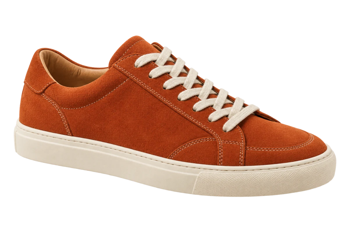 Una zapatilla naranja antes de eliminar el fondo